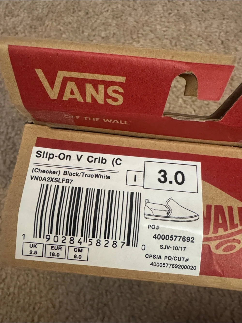 Vans Black & White Checkerboard Baby Slip-On Shoes. USED